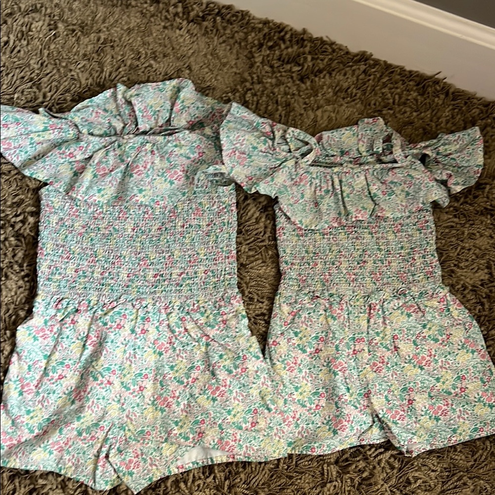 Janie and Jack Blue and Pink Floral Jumpsuit